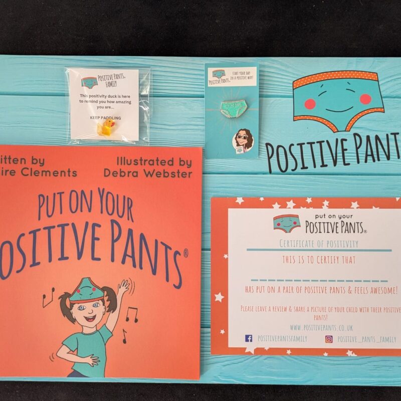 Positive Pants Bundle: book, pin badge, positivity duck and certificate