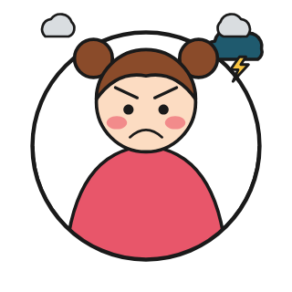 Illustration of an angry child with a storm cloud and lightning, showing child anger support from Positive Pants